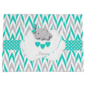 Turquoise Blauwe Olifant Design - Baby Jongensdouc Large Cadeautasje (Voorkant)