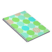 Turquoise Blauwe & Oranje Cirkels Monogram Notitieboek (Rechterzijde)