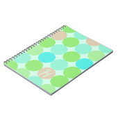 Turquoise Blauwe & Oranje Cirkels Monogram Notitieboek (Linkerzijde)