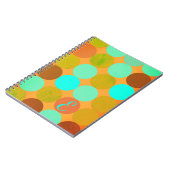 Turquoise Blauwe & Oranje Cirkels Monogram Notitieboek (Linkerzijde)
