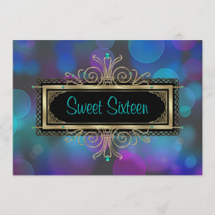 Turquoise Blauwe Paarse Sweet Sixteen Verjaardagsf Kaart