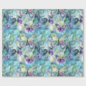 Turquoise Blauwe Paarse Vlinders Cadeaupapier (Vlak)