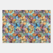 Turquoise Blauwe Paarse Vlinders Inpakpapier Vel (Voorkant 2)