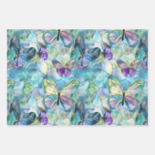 Turquoise Blauwe Paarse Vlinders Inpakpapier Vel (Voorkant)