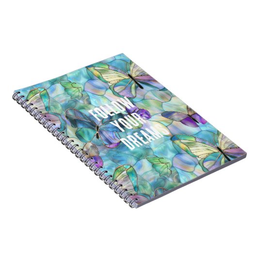 Turquoise Blauwe Paarse Vlinders Notitieboek (Rechterzijde)