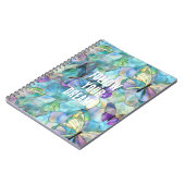 Turquoise Blauwe Paarse Vlinders Notitieboek (Linkerzijde)