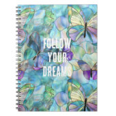 Turquoise Blauwe Paarse Vlinders Notitieboek (Voorkant)