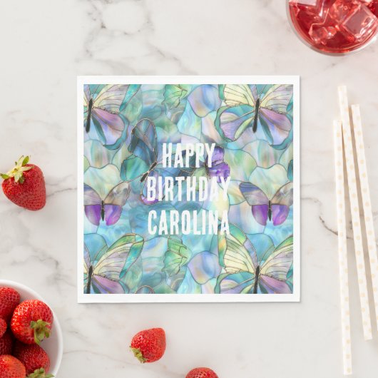 Turquoise Blauwe Paarse Vlinders Servet (Insitu)