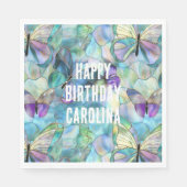 Turquoise Blauwe Paarse Vlinders Servet (Voorkant)