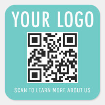 Turquoise Blauwe QR-code Stickers Aangepast Logo V