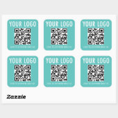 Turquoise Blauwe QR-code Stickers Aangepast Logo V (Vel)