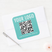 Turquoise Blauwe QR-code Stickers Aangepast Logo V (Envelop)
