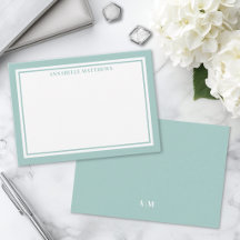 Turquoise Blauwe Rand Minimalistische Naam Monogra