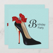 Turquoise Blauwe Rode Zwarte Hoge Hakken Schoen Ve Kaart (Voorkant / Achterkant)