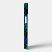 Turquoise blauwe ronde mandala op zwarte achtergro Case-Mate iPhone case (Achterkant / Rechts)