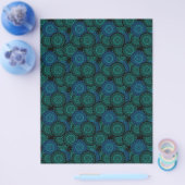 Turquoise blauwe ronde mandala op zwarte achtergro flyer (Enkel)