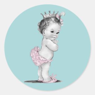 Turquoise Blauwe Roze Prinses Baby Shower Stickers