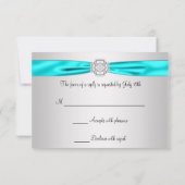 Turquoise Blauwe RSVP Kaartje (Achterkant)