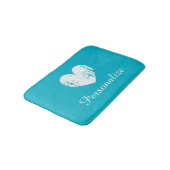 Turquoise blauwe rustieke vintage hart badmat vloe (Gekanteld)