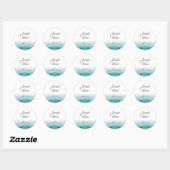 Turquoise Blauwe Scallops Envelop Seal Ronde Sticker (Vel)