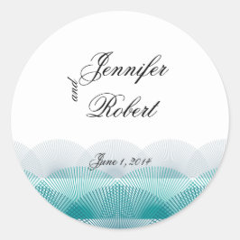 Turquoise Blauwe Scallops Envelop Seal Ronde Sticker