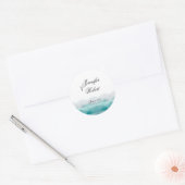 Turquoise Blauwe Scallops Envelop Seal Ronde Sticker (Envelop)
