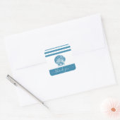 Turquoise blauwe schelp strand bedankt script vierkante sticker (Envelop)