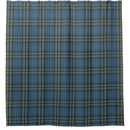 Turquoise Blauwe Schotse Kilt Plaid Douchegordijn (Voorkant)