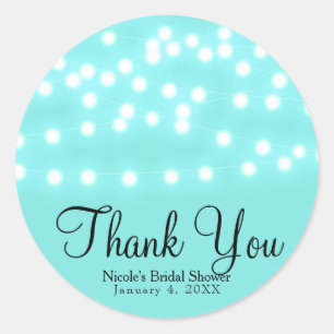 Turquoise Blauwe Slingerlichtjes Aqua Elegant Chic Ronde Sticker
