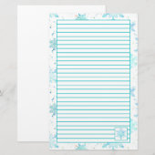 Turquoise blauwe sneeuwvlokken gevoerd briefpapier (Voorkant / Achterkant)