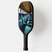 Turquoise blauwe stoelen pickleball paddle (Links)