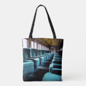 Turquoise Blauwe Stoelen Tote Bag (Achterkant)