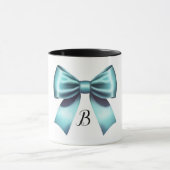 Turquoise Blauwe Strik Elegante Bruiloft Bruidsfee Mok (Midden)
