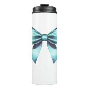 Turquoise Blauwe Strik Elegante Bruiloft Bruidsfee Thermosbeker