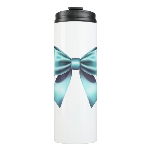 Turquoise Blauwe Strik Elegante Bruiloft Bruidsfee Thermosbeker (Voorkant)