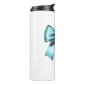 Turquoise Blauwe Strik Elegante Bruiloft Bruidsfee Thermosbeker (Gedraaid links)
