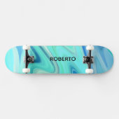 Turquoise & Blauwe Stromende Strepen Skate Deck (Horizontaal)