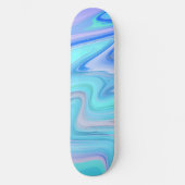 Turquoise & Blauwe Stromende Strepen Skate Deck (Voorkant)