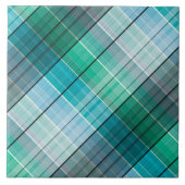 Turquoise blauwe tartan tegeltje (Voorkant)