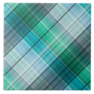 Turquoise blauwe tartan tegeltje