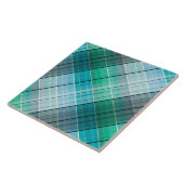 Turquoise blauwe tartan tegeltje (Zijkant)