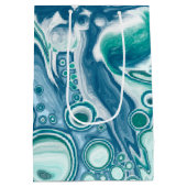 Turquoise Blauwe Teal Oceaan Wervelingen Medium Cadeauzakje (Achterkant)