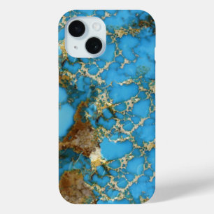 Turquoise blauwe telefoonhoes iPhone 15 case