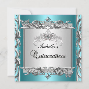 Turquoise Blauwe Tiara Quinceanera 15e Verjaardag Kaart