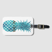 Turquoise Blauwe Tropische Ananas Aloha Bagagelabel (Voorkant (horizontaal))