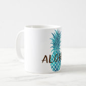 Turquoise Blauwe Tropische Ananas Aloha Koffiemok (Voorkant links)