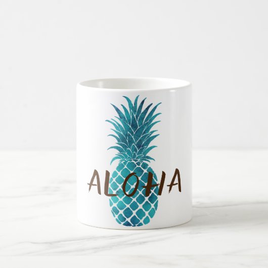 Turquoise Blauwe Tropische Ananas Aloha Koffiemok (Center)