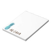 Turquoise Blauwe Tropische Ananas Aloha Notitieblok (Linkerzijde)