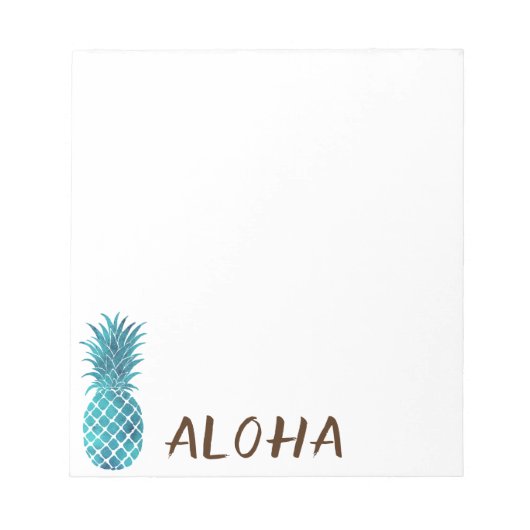 Turquoise Blauwe Tropische Ananas Aloha Notitieblok (Voorkant)
