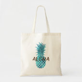 Turquoise Blauwe Tropische Ananas Aloha Tote Bag (Voorkant)